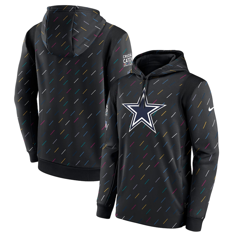 Men's Dallas Cowboys 2021 Charcoal Crucial Catch Therma Pullover Hoodie